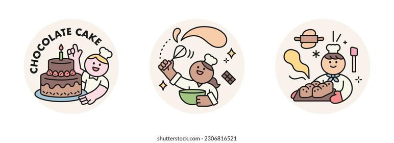 World Chocolate Day. Cute characters and sweet chocolate. cake, baking, whipping