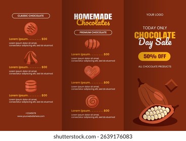 World Chocolate Day Design Template with Flat Cartoon Elements for Social Media Brochure