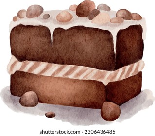 World chocolate day - Chocolate dessert watercolor illustrations