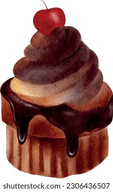 World chocolate day - Chocolate dessert watercolor illustrations