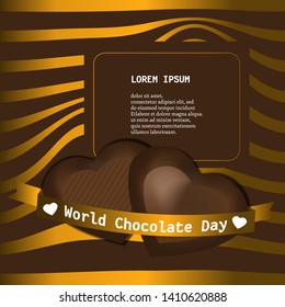 World chocolate day elegant background with hearts shaped chocolates.