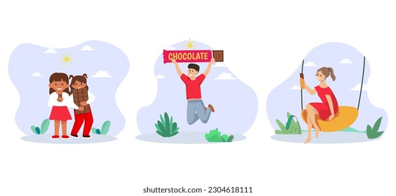 World Chocolate Day Flat Bundle Design Illustration