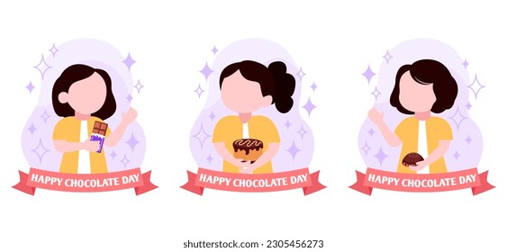 Ilustración de diseño de paquete plano del Día Mundial del Chocolate