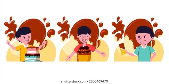 World Chocolate Day Flat Bundle Design Illustration