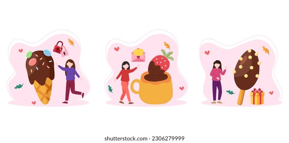 Diseño de paquete plano de Día Mundial del Chocolate