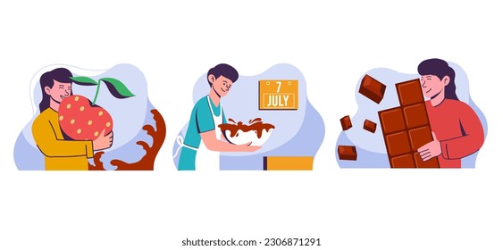 World Chocolate Day Flat Bundle Design Illustration