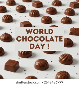 World chocolate day, greeting card, chocolate background, 7 July chocolate day, vector illustration
