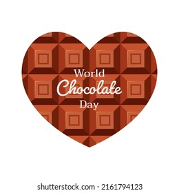 World Chocolate Day, Heart shaped chocolate bar illustration