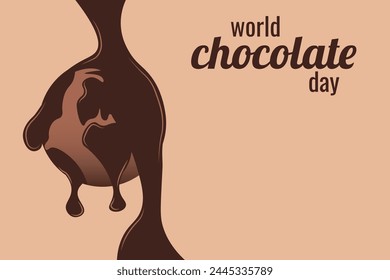 World chocolate day holiday. Planet earth with melted chocolate drops