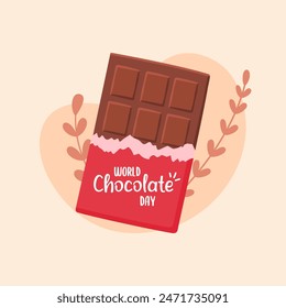 World Chocolate Day Illustration, Ästhetische Schokolade Bar flaches Design