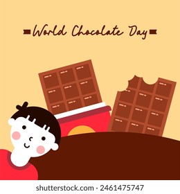World chocolate day Illustration design background. Chocolate day illustration with chocolate