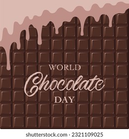 World Chocolate Day Instagram post, postcard or banner. Chocolate Day elegant flat template.