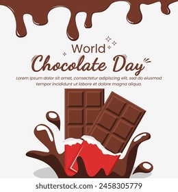 World Chocolate Day or International Chocolate Day with melted chocolate drips vector illustration