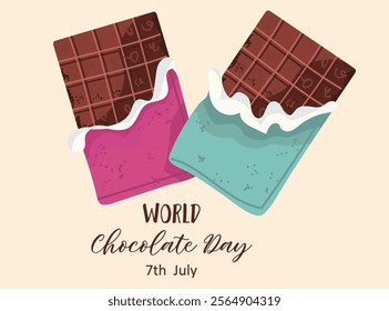 World Chocolate Day or International Chocolate Day with melted chocolate drips vector illustration