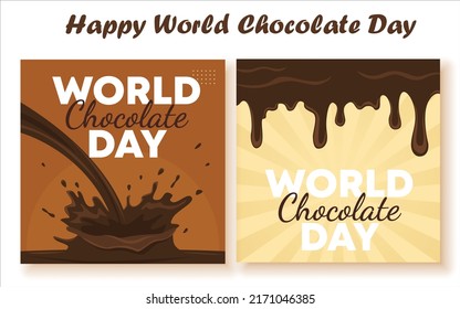 World Chocolate Day July 7 Poster. background with dark and white chocolate bar.