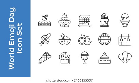 World chocolate day line icon set with outline vectors.