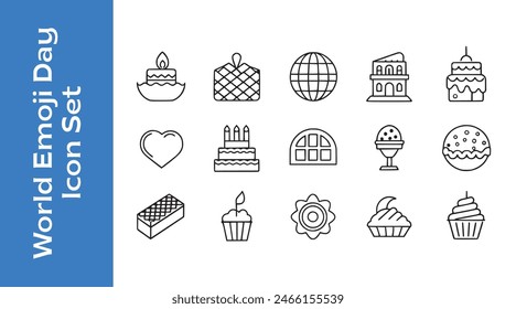 World chocolate day line icon set with outline vectors.