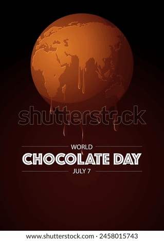 World Chocolate Day poster, adorned with elegant typography and a melted Earth made by chocolate, perfect visual to celebrate the occasion