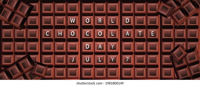 World Chocolate Day Poster with candy bars July 7 Celebration