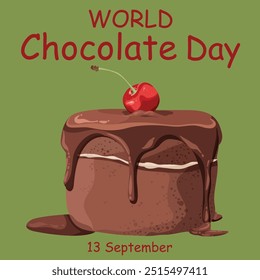 world chocolate day poster design, chocolate text vector, chocolate bar vector illustration ,13 September. eps file.