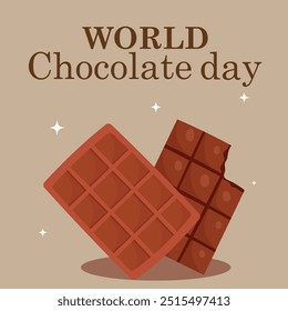 world chocolate day poster design, chocolate text vector, chocolate bar vector illustration ,13 September. eps file.