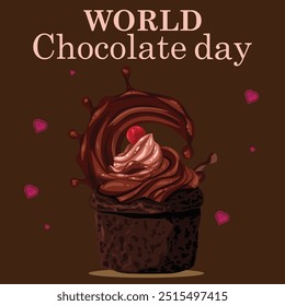 world chocolate day poster design, chocolate text vector, chocolate bar vector illustration ,13 September. eps file.