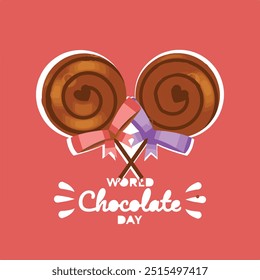 world chocolate day poster design, chocolate text vector, chocolate bar vector illustration ,13 September. eps file.