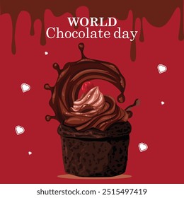 world chocolate day poster design, chocolate text vector, chocolate bar vector illustration ,13 September. eps file.