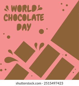 world chocolate day poster design, chocolate text vector, chocolate bar vector illustration ,13 September. eps file.