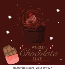 world chocolate day poster design, chocolate text vector, chocolate bar vector illustration ,13 September. eps file.