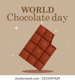 world chocolate day poster design, chocolate text vector, chocolate bar vector illustration ,13 September. eps file.