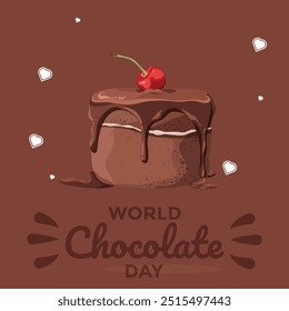 world chocolate day poster design, chocolate text vector, chocolate bar vector illustration ,13 September. eps file.