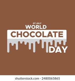 world chocolate day, social media greeting card design, typography, vector illustration.