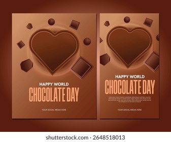 World Chocolate Day Social Media Template with Heart Chocolate and Candy Design