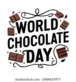 World Chocolate Day T Shirt Design Typography Silhouette vector illustration