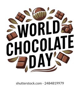World Chocolate Day T Shirt Design Typography Silhouette vector illustration