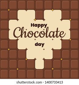 World Chocolate Day. Text with blocks of chocolate. Brown color. For banners, greeting cards, wallpapers. - Vector