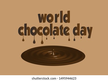 World chocolate day text with ripple chocolate effect. Vector illustration.
