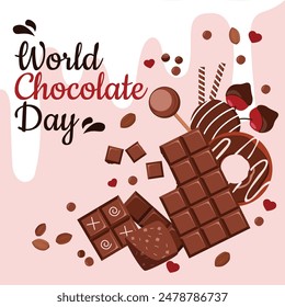 World Chocolate Day Vector Background and Poster. Perfect for social media posts, blog headers, and promotional material. vector illustration.