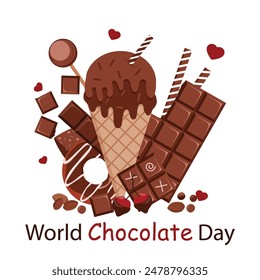 World Chocolate Day Vector Background and Poster. Template for background, banner, card, poster. vector illustration.