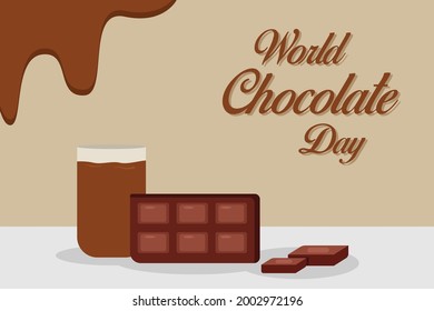 World chocolate day vector concept: World chocolate day text on the chocolate background 