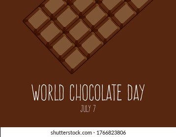 World Chocolate Day vector. Dark chocolate bar icon vector. Milk chocolate bar on a brown background vector. Chocolate Day Poster, July 7. Important day