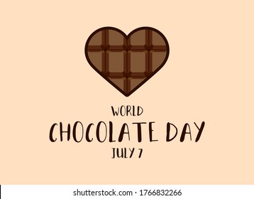 World Chocolate Day vector. Chocolate heart shape icon vector. Chocolate bar in the shape of heart vector. Chocolate Day Poster, July 7. Important day