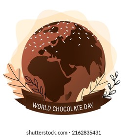 World Chocolate Day. Vector illustration card. Chocolate drips background. Concept design for web, banner, background, wallpaper, poster or card design.