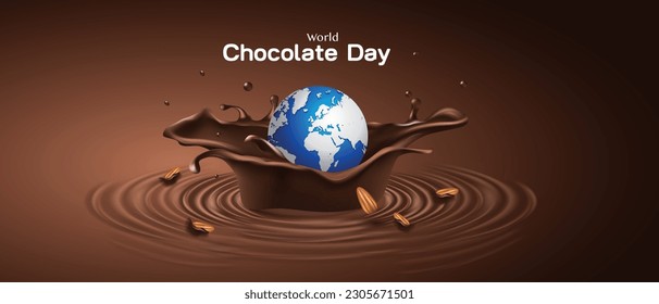 world chocolate day vector illustration. Chocolate globe illustration.