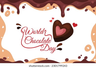 Vector del Día Mundial del chocolate con dulces de chocolate