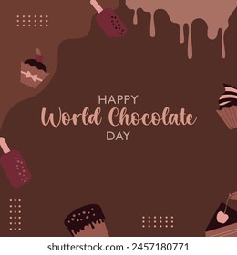 World Chocolate Day vector. Yummy Chocolate vector with chocolate background.