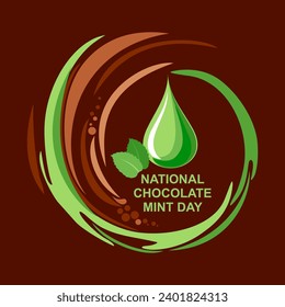 World Chocolate Mint Day. Graphic of chocolate mint day good for national chocolate mint day celebration. Suitable for greeting card, poster and banner. Flat design. Flyer design. Vector Illustration.