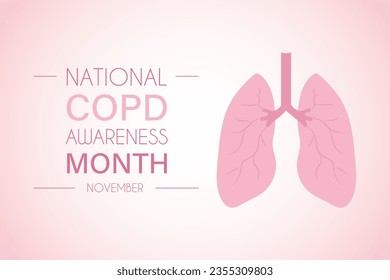 Día Mundial de la Enfermedad Pulmonar Obstructiva Crónica. Día Mundial de la COPD. Este es el nombre de un grupo de enfermedades pulmonares que causan dificultad para respirar. Ilustración de material vectorial.