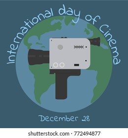 World Cinema Day December 28. Flat vector illustration